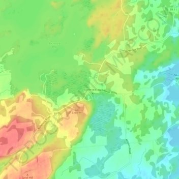 Mapa topográfico Battersea, altitud, relieve