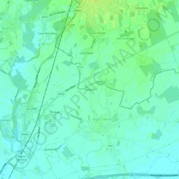 Mapa topográfico Piramidi, altitud, relieve