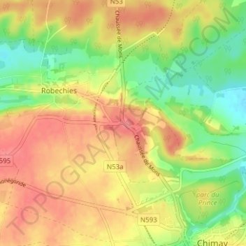 Mapa topográfico Beauchamp, altitud, relieve