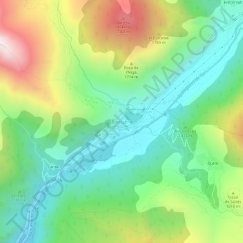 Mapa topográfico Barruera, altitud, relieve