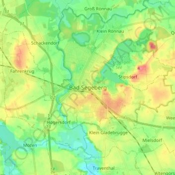 Mapa topográfico Bad Segeberg, altitud, relieve