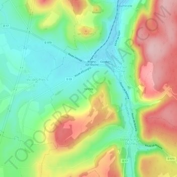 Mapa topográfico Voichey, altitud, relieve