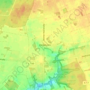 Mapa topográfico Heilshorn, altitud, relieve