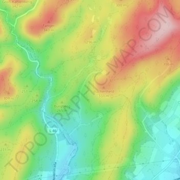 Mapa topográfico Kastelaun, altitud, relieve