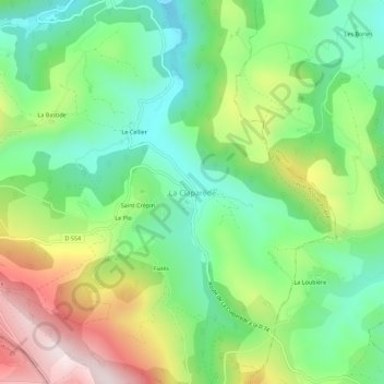 Mapa topográfico La Claparède, altitud, relieve