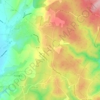 Mapa topográfico Le Rieu, altitud, relieve