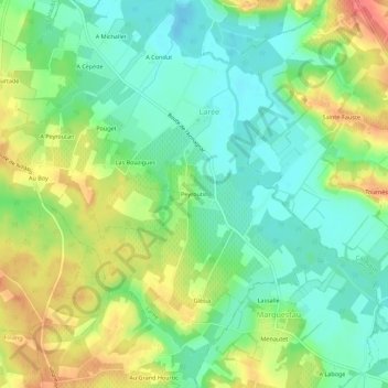 Mapa topográfico Peyroutin, altitud, relieve