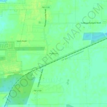 Mapa topográfico Huffman, altitud, relieve