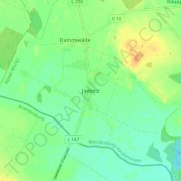 Mapa topográfico Jaebetz, altitud, relieve