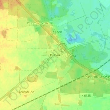 Mapa topográfico Duben, altitud, relieve