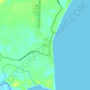 Mapa topográfico Kao, altitud, relieve