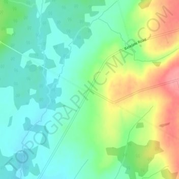 Mapa topográfico Cornhill, altitud, relieve