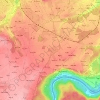 Mapa topográfico Aicher, altitud, relieve