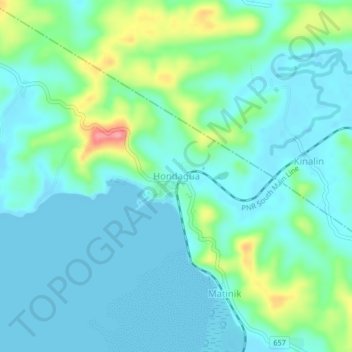 Mapa topográfico Hondagua, altitud, relieve
