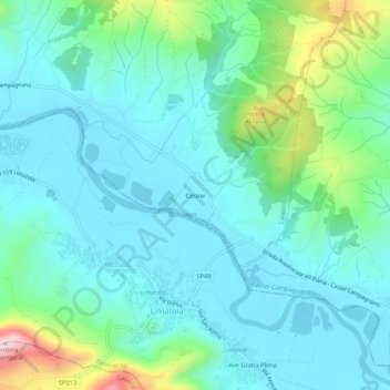 Mapa topográfico Cesine, altitud, relieve