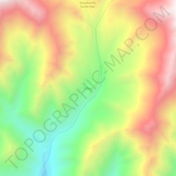 Mapa topográfico Uley, altitud, relieve