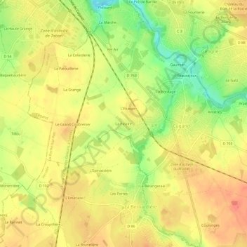 Mapa topográfico La Palaire, altitud, relieve
