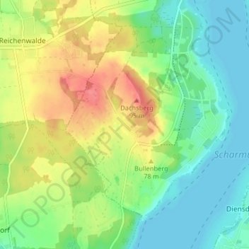 Mapa topográfico Silberberg, altitud, relieve