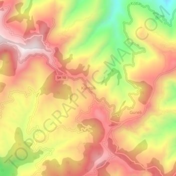 Mapa topográfico Kimtoli, altitud, relieve