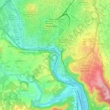 Mapa topográfico la Guia, altitud, relieve