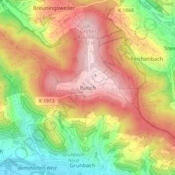 Mapa topográfico Buoch, altitud, relieve