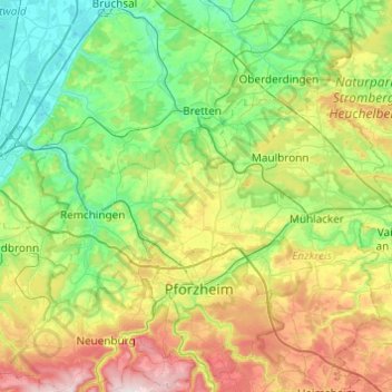 Mapa topográfico Neulingen, altitud, relieve