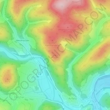 Mapa topográfico Honert, altitud, relieve