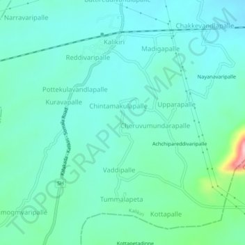 Mapa topográfico Ankimvaripalle, altitud, relieve