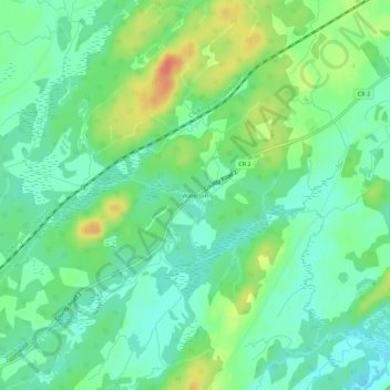 Mapa topográfico Waterton, altitud, relieve