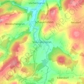 Mapa topográfico Volkmannsgrün, altitud, relieve