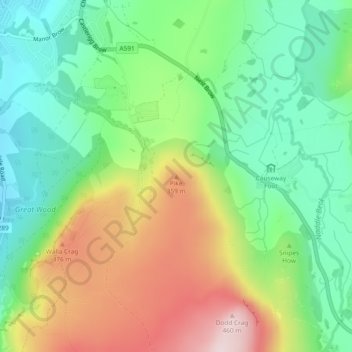Mapa topográfico Pike, altitud, relieve