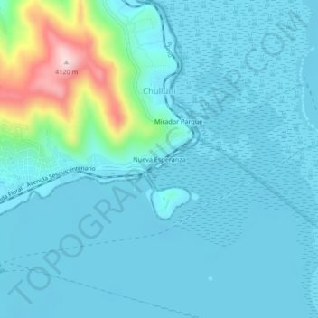 Mapa topográfico Nueva Esperanza, altitud, relieve