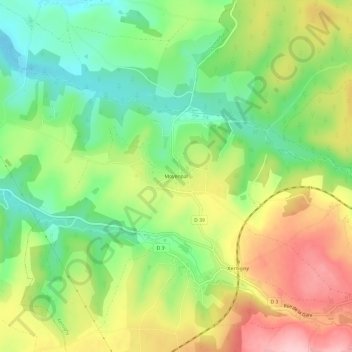 Mapa topográfico Moyenpal, altitud, relieve