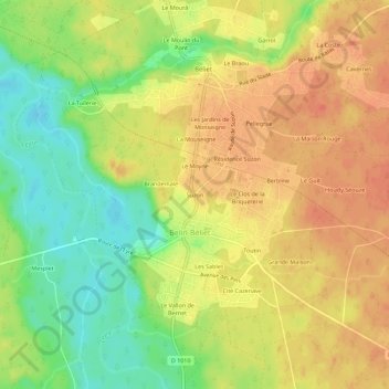 Mapa topográfico Suzon, altitud, relieve