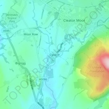 Mapa topográfico Cleator, altitud, relieve