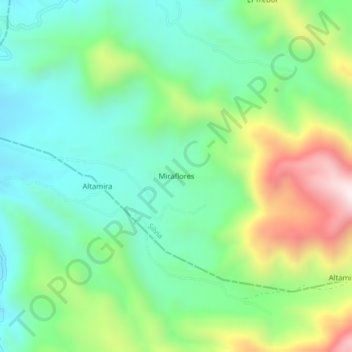 Mapa topográfico Miraflores, altitud, relieve