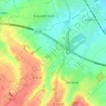 Mapa topográfico Hurionville, altitud, relieve