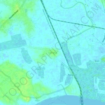 Mapa topográfico Umela, altitud, relieve