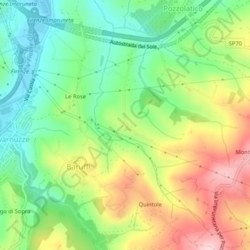 Mapa topográfico Riboia, altitud, relieve