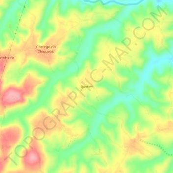 Mapa topográfico Bonfim, altitud, relieve