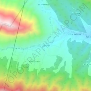 Mapa topográfico La Jacinta, altitud, relieve