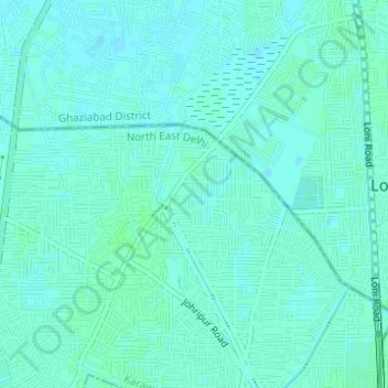 Mapa topográfico Karawal Nagar, altitud, relieve