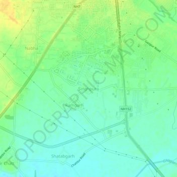 Mapa topográfico Singhpura, altitud, relieve