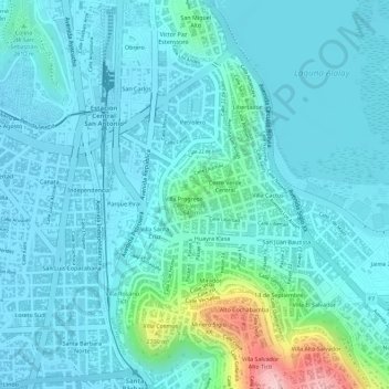 Mapa topográfico Cerro Verde, altitud, relieve