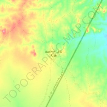 Mapa topográfico Badme, altitud, relieve