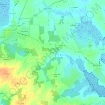 Mapa topográfico Quintin, altitud, relieve