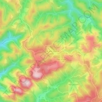 Mapa topográfico Pinhal dos Guarás, altitud, relieve