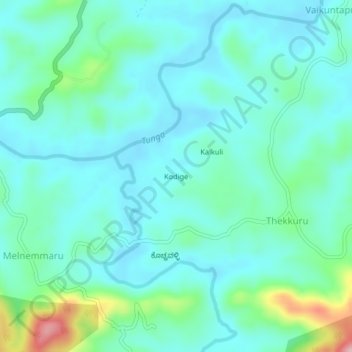 Mapa topográfico Kodige, altitud, relieve