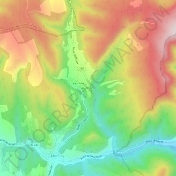 Mapa topográfico La Traverse, altitud, relieve
