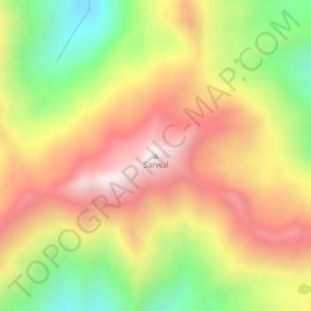Mapa topográfico Sarwal, altitud, relieve
